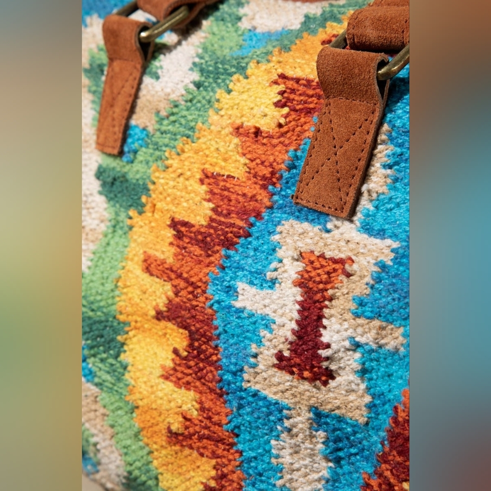 Handmade Boho Chic Satchel / Boston Bag - Navajo Aztec Inspired Design - Picture 9 of 9